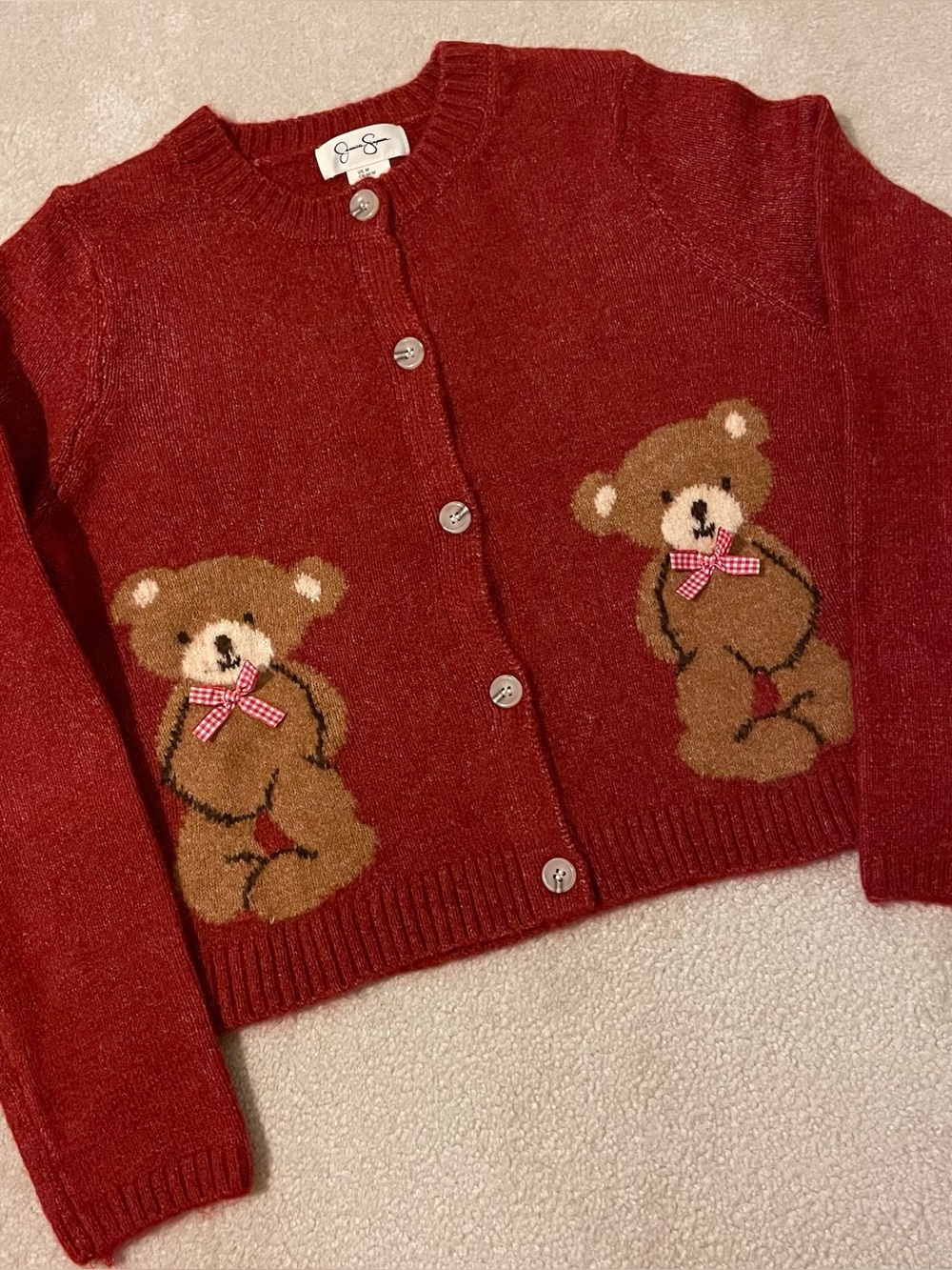 Jessica Simpson viral Teddy bear sweater cardigan-medium NWOT